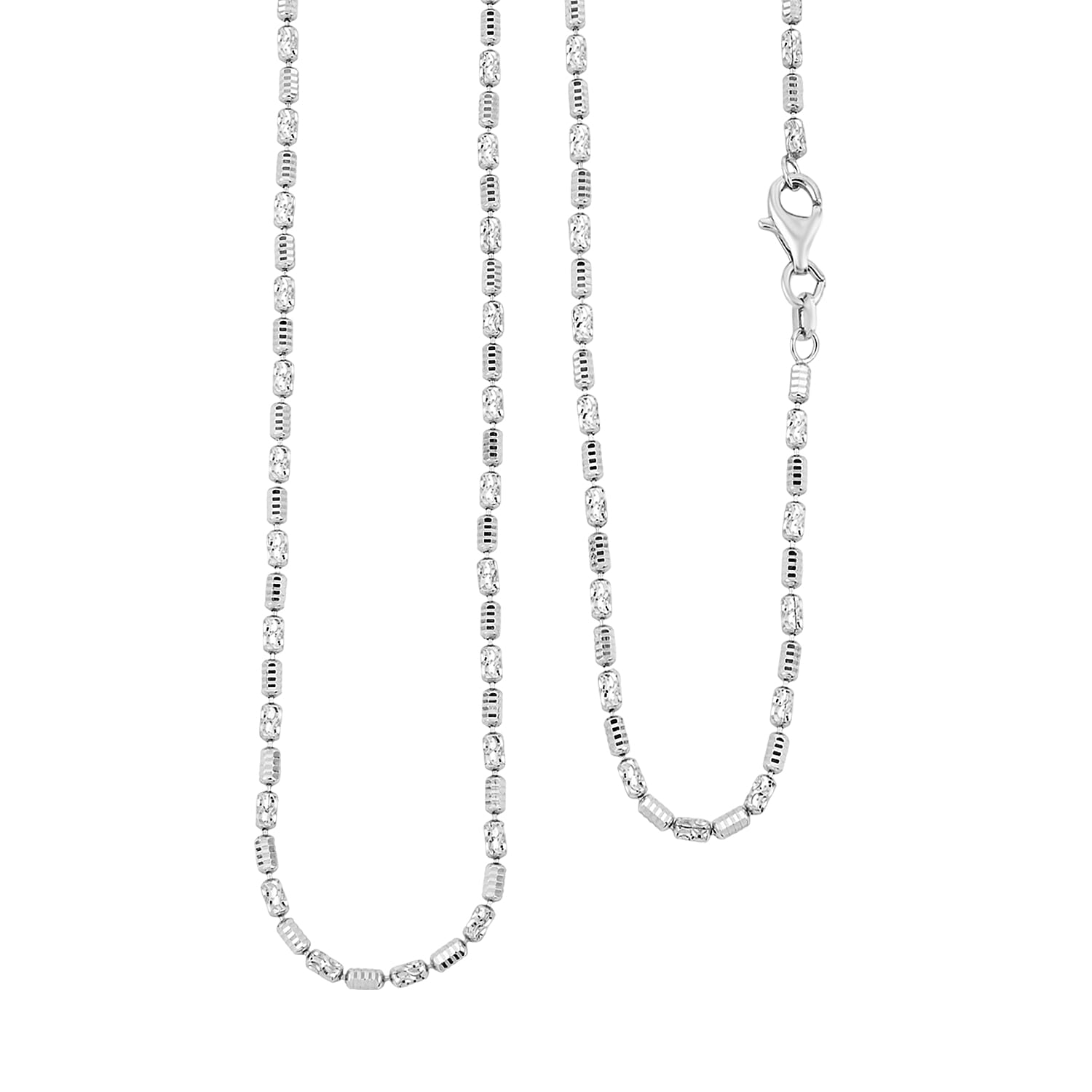 shop lc Made in Italy Rhodium Over Sterling Silver 2mm Typhoon Fancy Chain Necklace 20 Inches 5.76 Grams