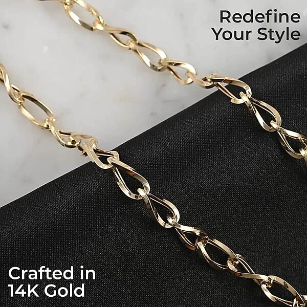 Shop Lc Maestro Gold Collection Italian 14K Yellow Gold Wave Grumetta Chain Necklace (18-20 Inches) (4.6mm 4.23 Grams)
