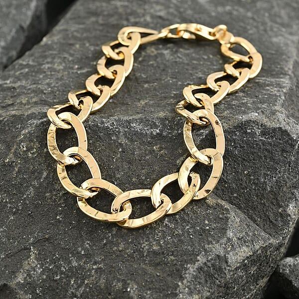 Shop Lc Maestro Gold Collection Italian 18K Yellow Gold Antico Oro Hammered Curb Bracelet (7.00 Inches) (4.21 Grams)