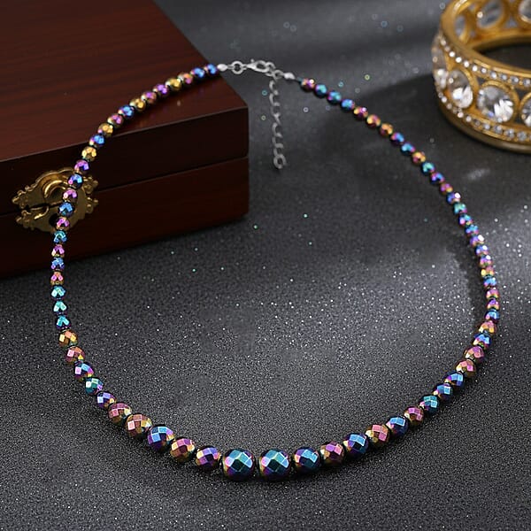 Shop Lc Magic Color Plated Hematite Beaded Necklace In Silvertone 560.00 Ctw (21.25-23.25 Inches)