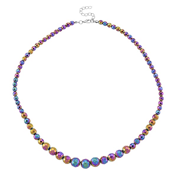 Shop Lc Magic Color Plated Hematite Beaded Necklace In Silvertone 560.00 Ctw (21.25-23.25 Inches)