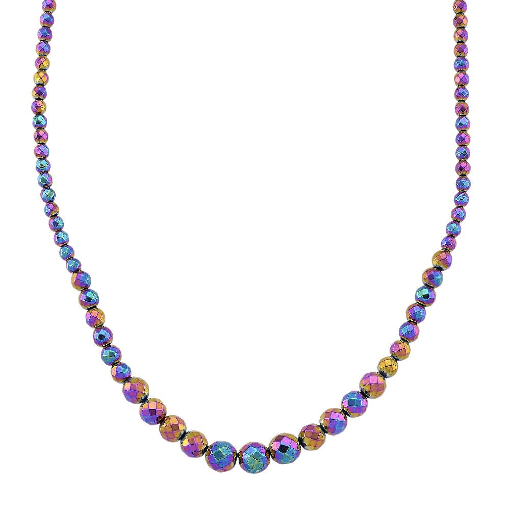 shop lc Magic color Plated Hematite Beaded Necklace in Silvertone 560.00 ctw (21.25-23.25 Inches)