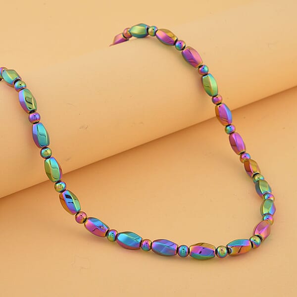 Shop Lc Magic Plated Hematite 352.50 Ctw Beaded Necklace With Magnetic Clasp In Silvertone 20 Inches