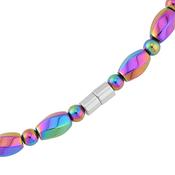 Shop Lc Magic Plated Hematite 352.50 Ctw Beaded Necklace With Magnetic Clasp In Silvertone 20 Inches