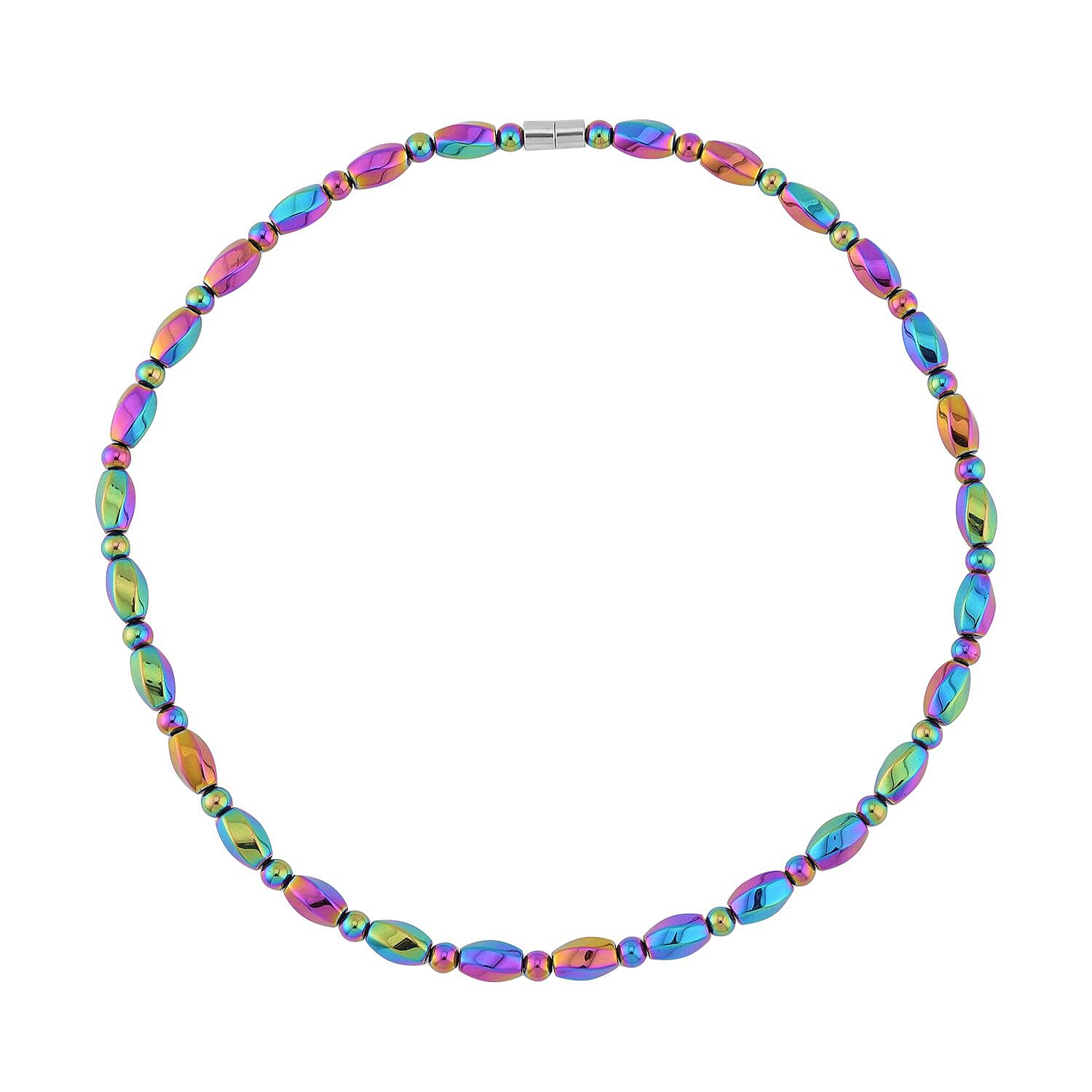 shop lc Magic Plated Hematite 352.50 ctw Beaded Necklace With Magnetic Clasp in Silvertone 20 Inches
