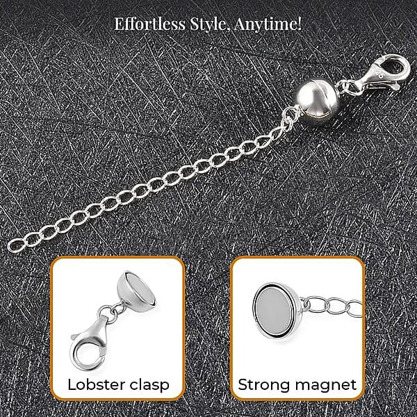 Shop Lc Magnetic Ball Extender Chain 2 Inch With Lobster Clasp In Rhodium Over Sterling Silver 2.50 Grams