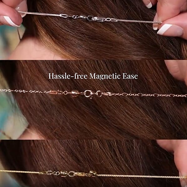 Shop Lc Magnetic Ball Extender Chain 2 Inch With Lobster Clasp In Rhodium Over Sterling Silver 2.50 Grams