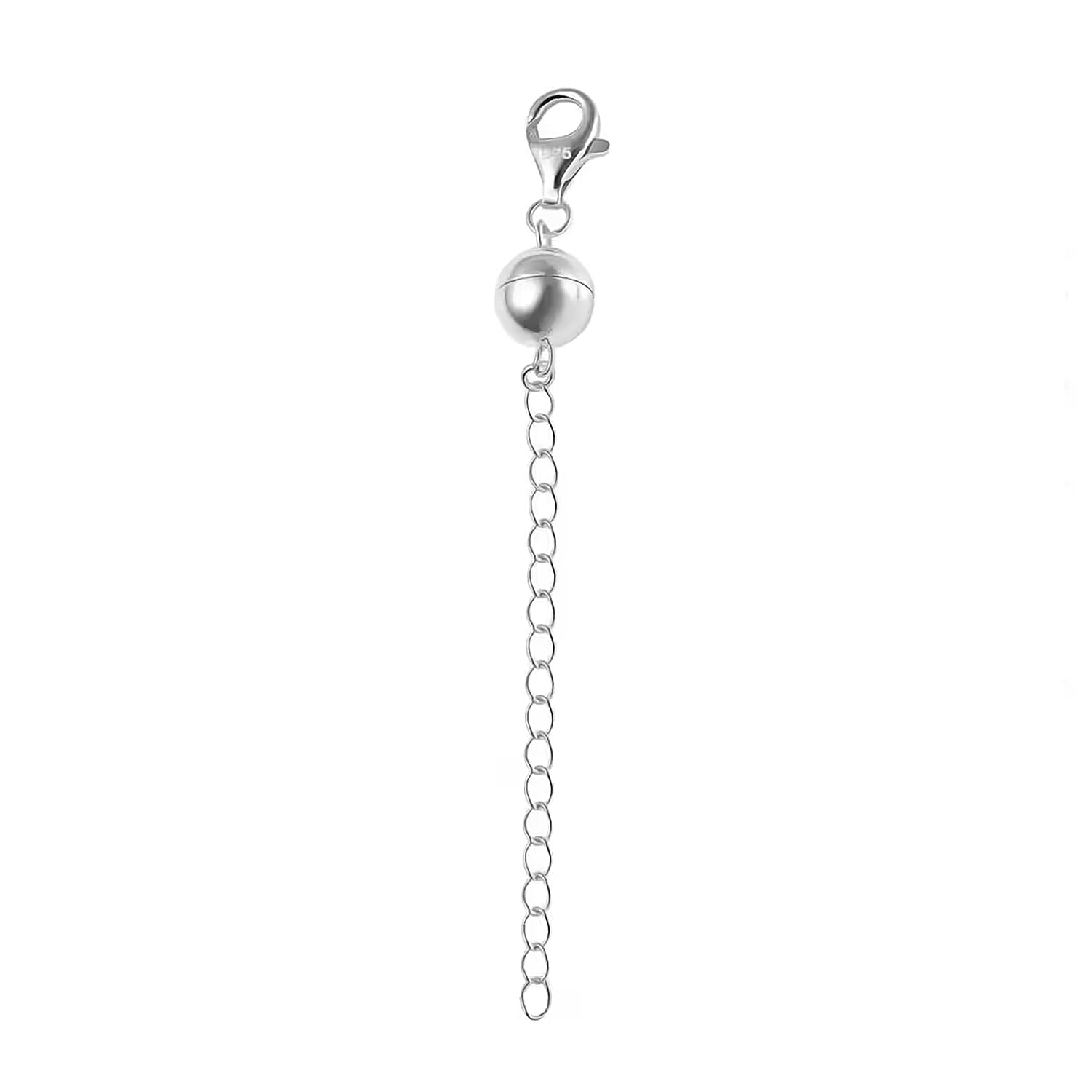 shop lc Magnetic Ball Extender Chain 2 inch with Lobster Clasp in Rhodium Over Sterling Silver 2.50 Grams