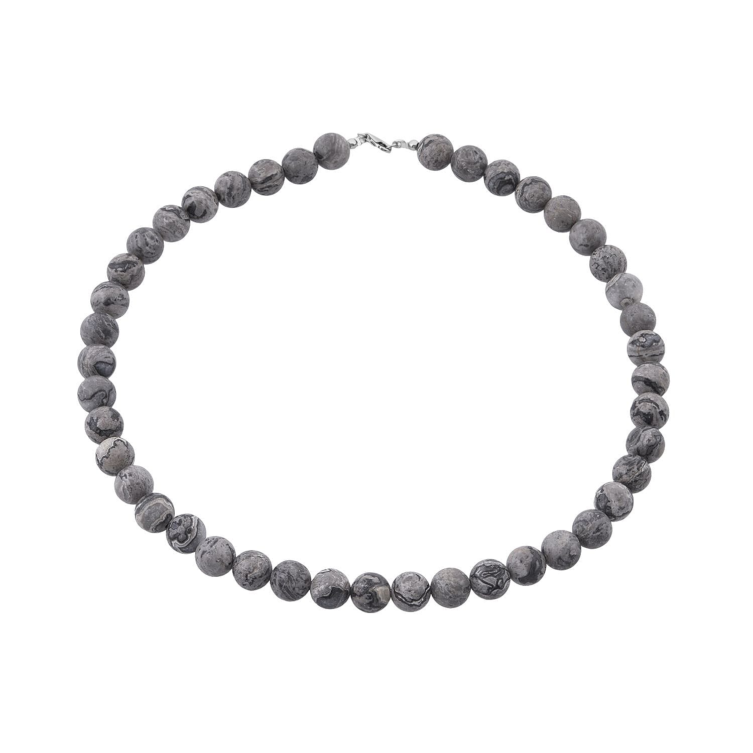 shop lc Map Jasper 340.00 ctw Beaded Necklace in Sterling Silver 18 Inches