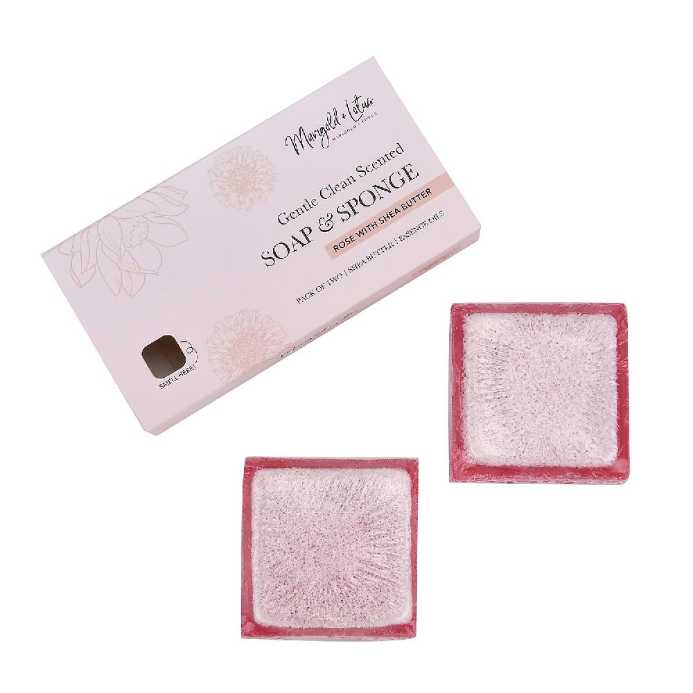 shop lc Marigold and Lotus 2 Pack Mixed Aroma 2 in 1 Soap Sponge with Rose and Shea Butter - Red