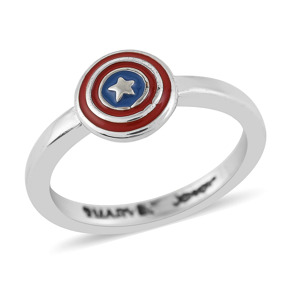 shop lc Marvel Captain America Shield Enameled Ring in Silvertone
