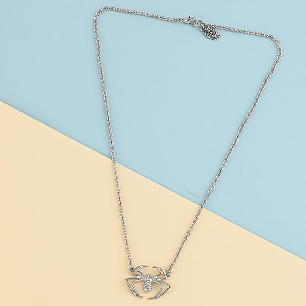 Shop Lc Marvel Simulated Diamond Spider Necklace In Silvertone 17.5 Inches