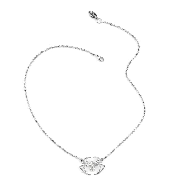 Shop Lc Marvel Simulated Diamond Spider Necklace In Silvertone 17.5 Inches
