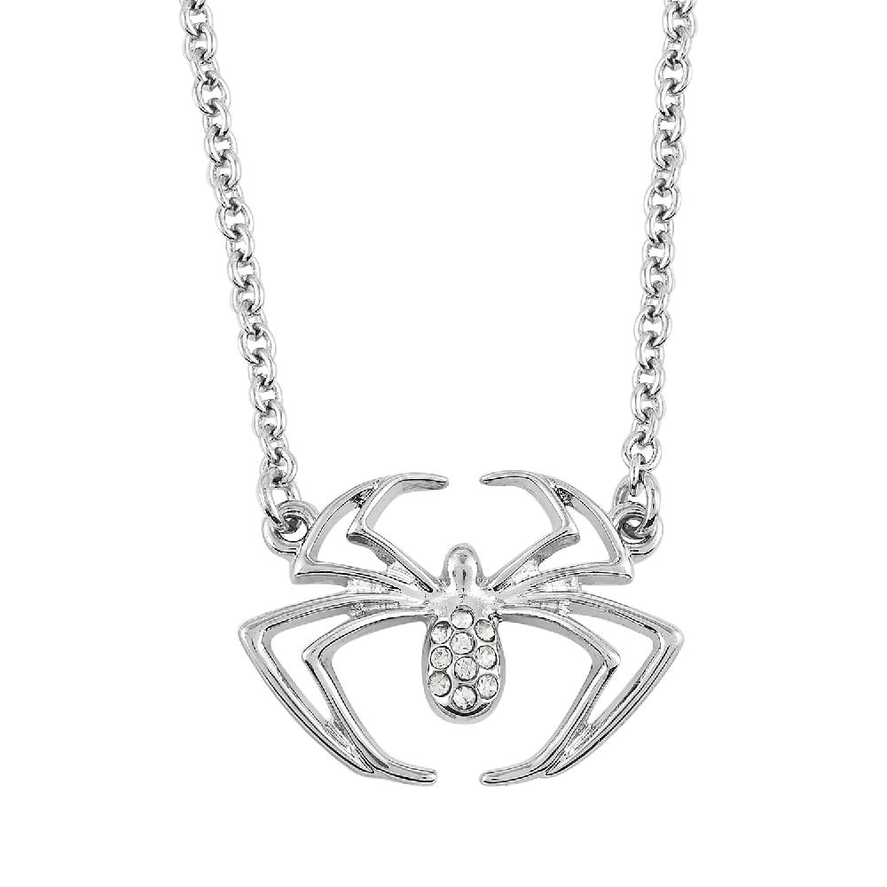 shop lc Marvel Simulated Diamond Spider Necklace in Silvertone 17.5 Inches