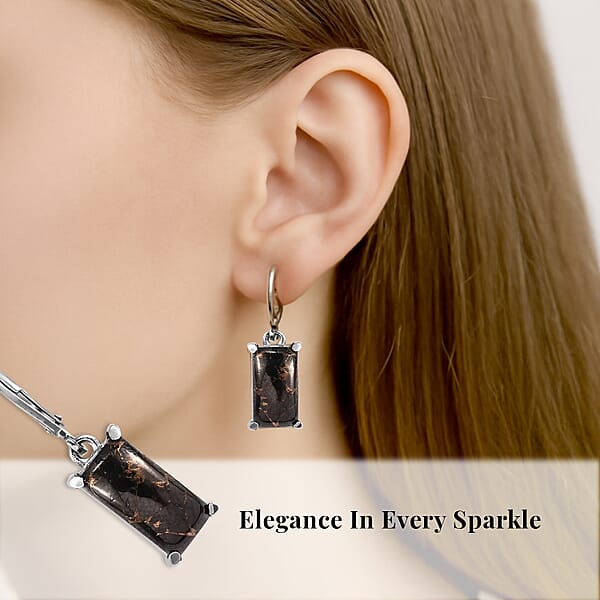 Shop Lc Matrix Silver Shungite 3.75 Ctw Lever Back Earrings In Stainless Steel