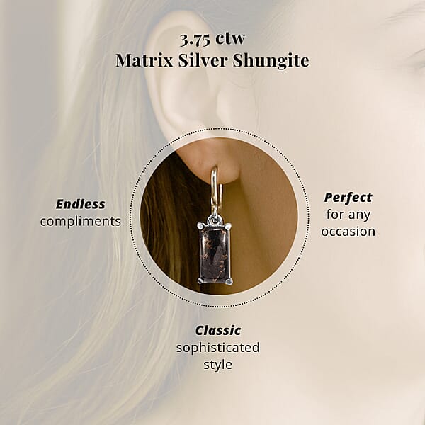 Shop Lc Matrix Silver Shungite 3.75 Ctw Lever Back Earrings In Stainless Steel