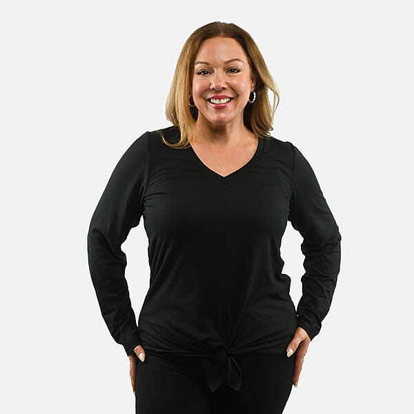 Shop Lc Max Studio Performance Black Arizona Tie Front Top - L