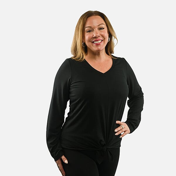 Shop Lc Max Studio Performance Black Arizona Tie Front Top - L