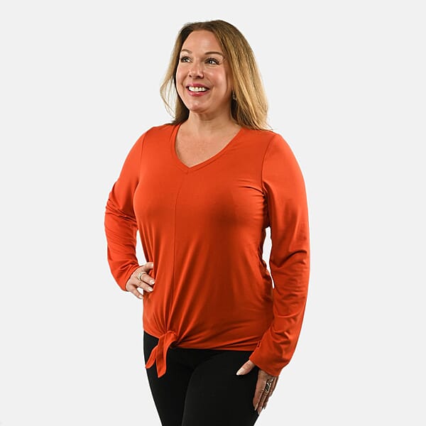 Shop Lc Max Studio Performance Red Arizona Tie Front Top - S