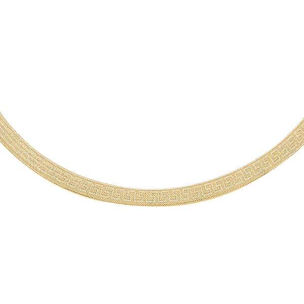 Shop Lc Mega Clearance Italian 10K Yellow Gold Greek Key 6mm Omega Mesh Necklace (18 Inches) (4 G)