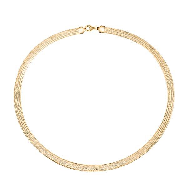 Shop Lc Mega Clearance Italian 10K Yellow Gold Greek Key 6mm Omega Mesh Necklace (18 Inches) (4 G)