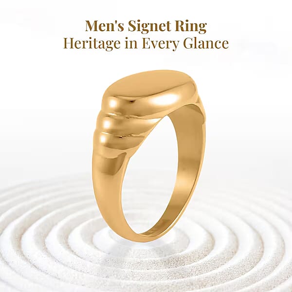 Shop Lc Men's Signet Ring In ION Plated YG Stainless Steel