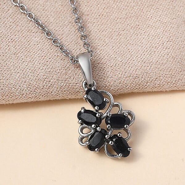 Shop Lc Midnight Sapphire 1.50 Ctw Pendant Necklace 20 Inches In Stainless Steel