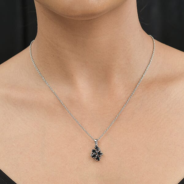 Shop Lc Midnight Sapphire 1.50 Ctw Pendant Necklace 20 Inches In Stainless Steel
