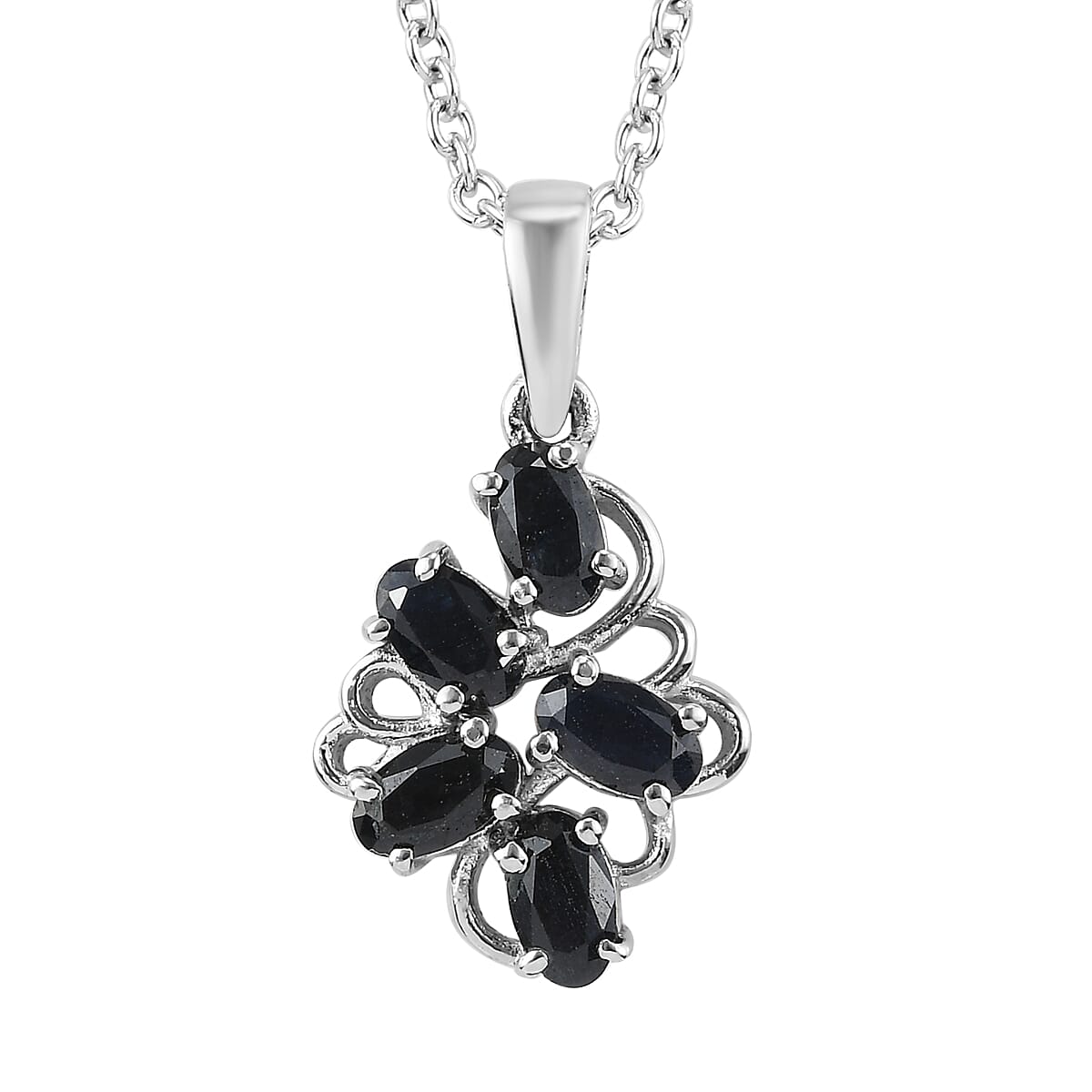 shop lc Midnight Sapphire 1.50 ctw Pendant Necklace 20 Inches in Stainless Steel
