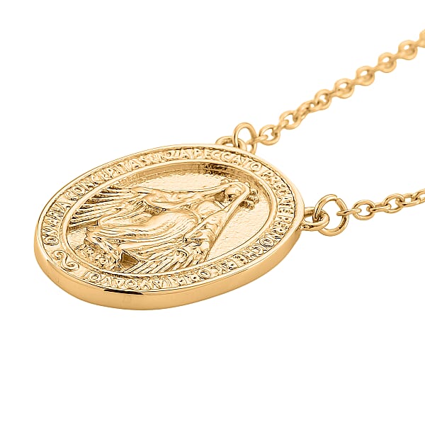 Shop Lc Miraculous Medal Necklace In ION Plated YG Stainless Steel 20-22 Inches