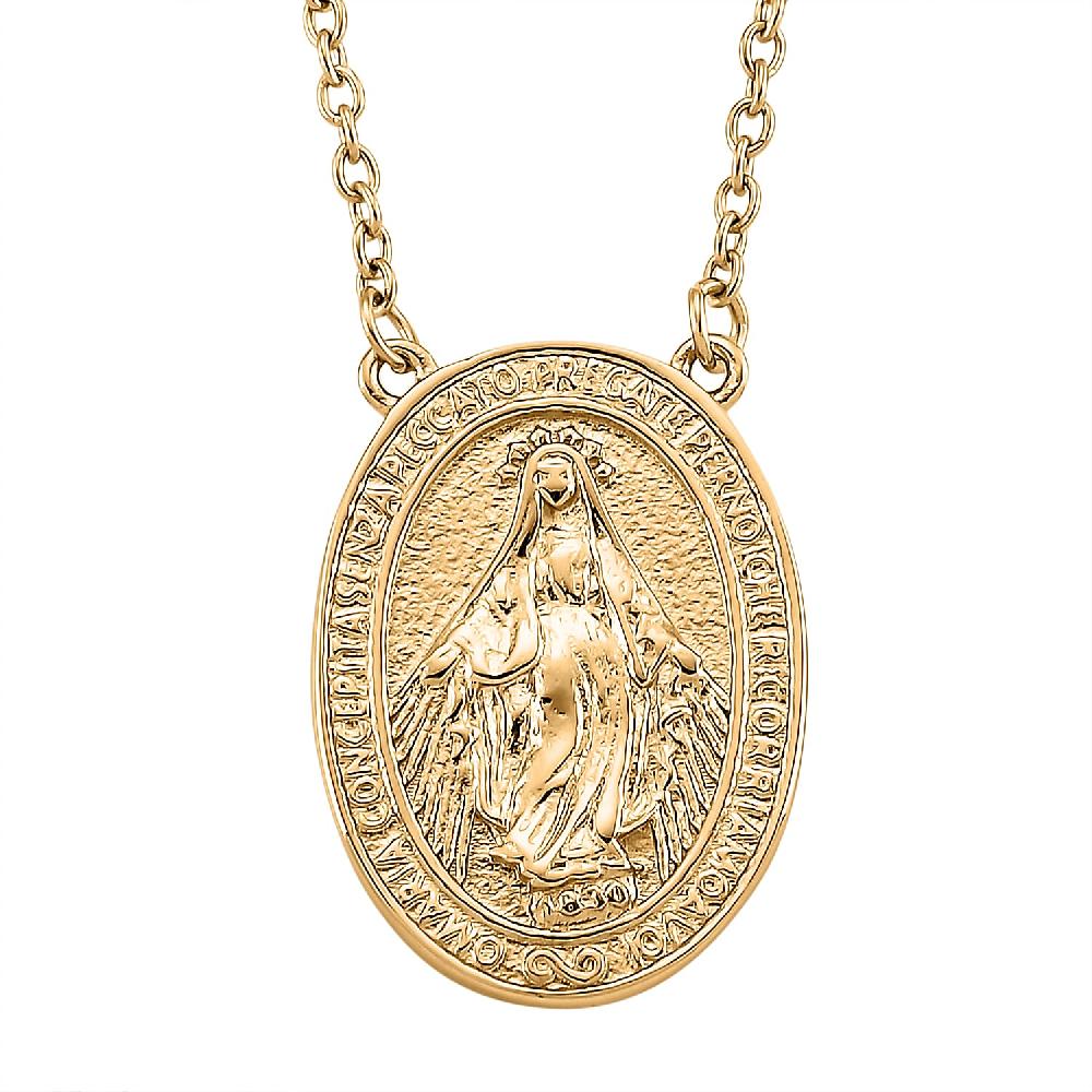 shop lc Miraculous Medal Necklace in ION Plated YG Stainless Steel 20-22 Inches