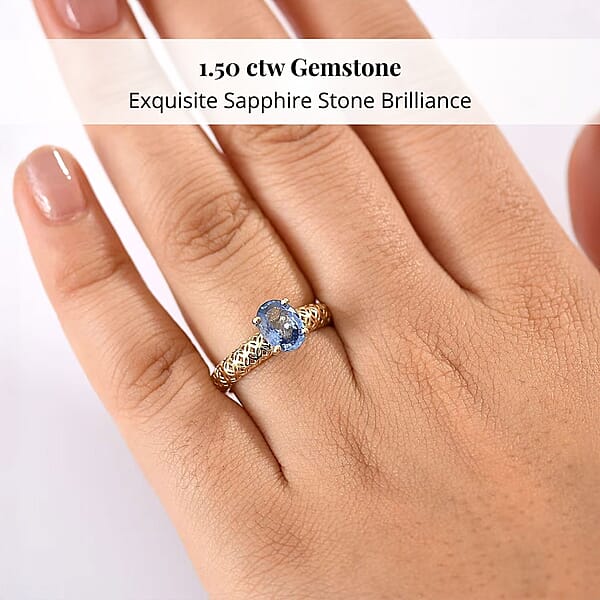 Shop Lc Mirage Collection Madagascar Blue Sapphire Ring In 10K Yellow Gold 1.50 Ctw