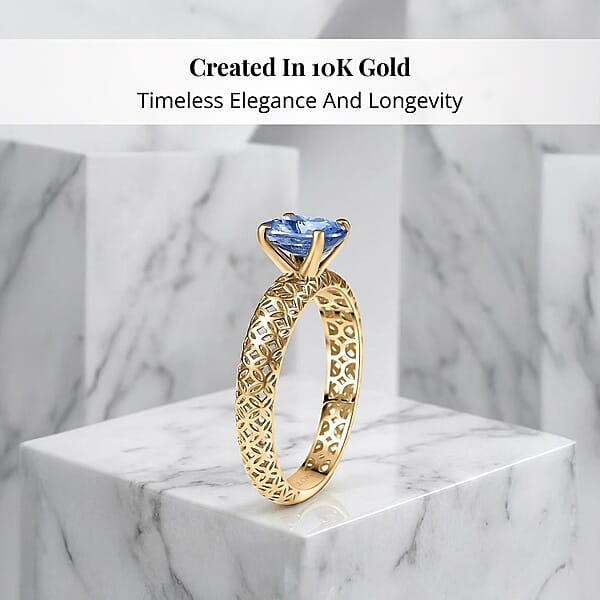 Shop Lc Mirage Collection Madagascar Blue Sapphire Ring In 10K Yellow Gold 1.50 Ctw