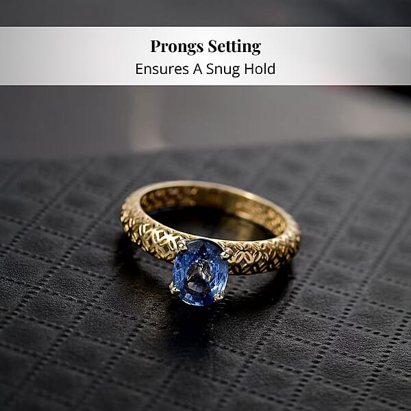 Shop Lc Mirage Collection Madagascar Blue Sapphire Ring In 10K Yellow Gold 1.50 Ctw