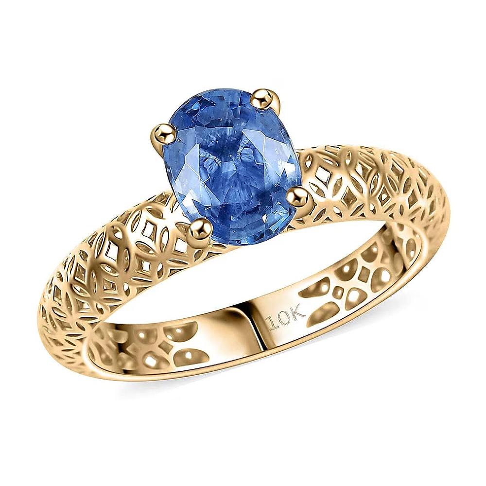 shop lc Mirage Collection Madagascar Blue Sapphire Ring in 10K Yellow Gold 1.50 ctw