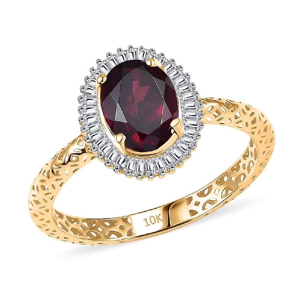 shop lc Mirage Collection Premium Anthill Garnet and Diamond I2 2.00 ctw Ring in 10K Yellow Gold (Del. in 5-7 Days)