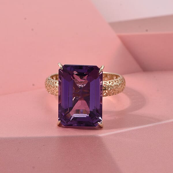 Shop Lc Mirage Collection Premium Lusaka Amethyst 7.25 Ctw Solitaire Ring In 10K Yellow Gold