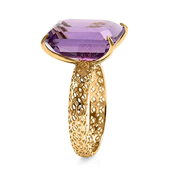 Shop Lc Mirage Collection Premium Lusaka Amethyst 7.25 Ctw Solitaire Ring In 10K Yellow Gold