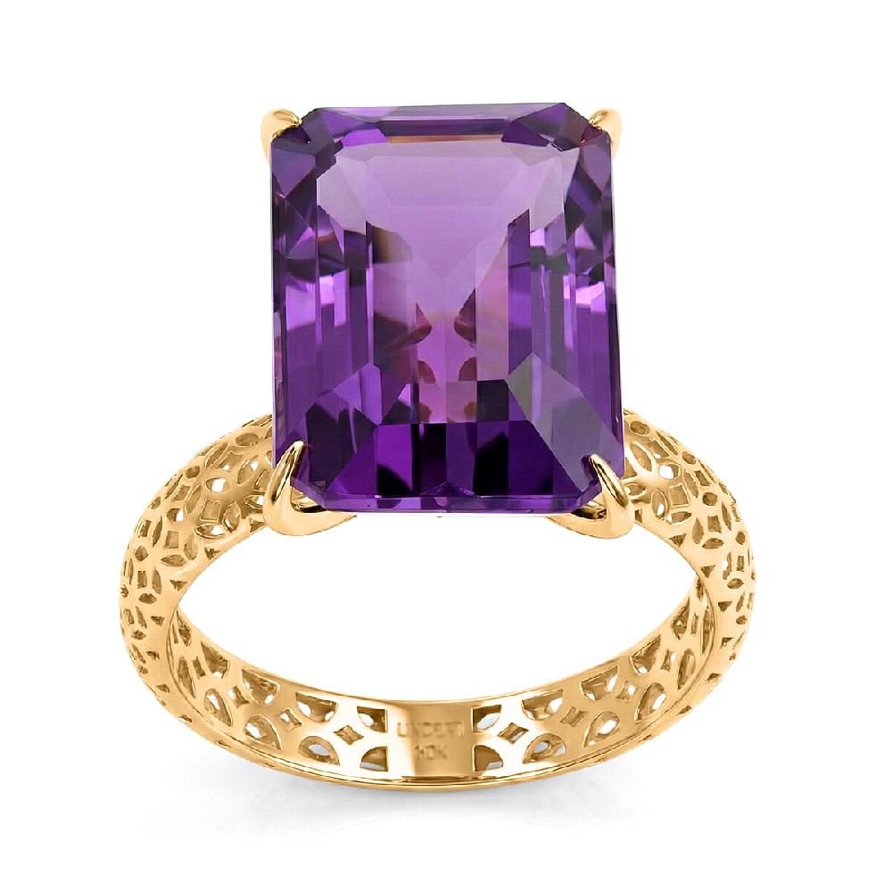 shop lc Mirage Collection Premium Lusaka Amethyst 7.25 ctw Solitaire Ring in 10K Yellow Gold