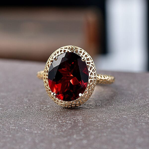 Shop Lc Mirage Collection Premium Mozambique Garnet 5.30 Ctw Vintage Glow Ring In 10K Yellow Gold