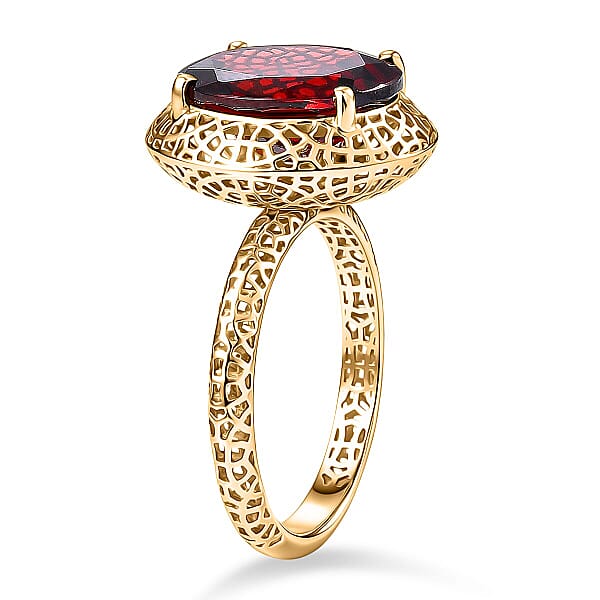 Shop Lc Mirage Collection Premium Mozambique Garnet 5.30 Ctw Vintage Glow Ring In 10K Yellow Gold