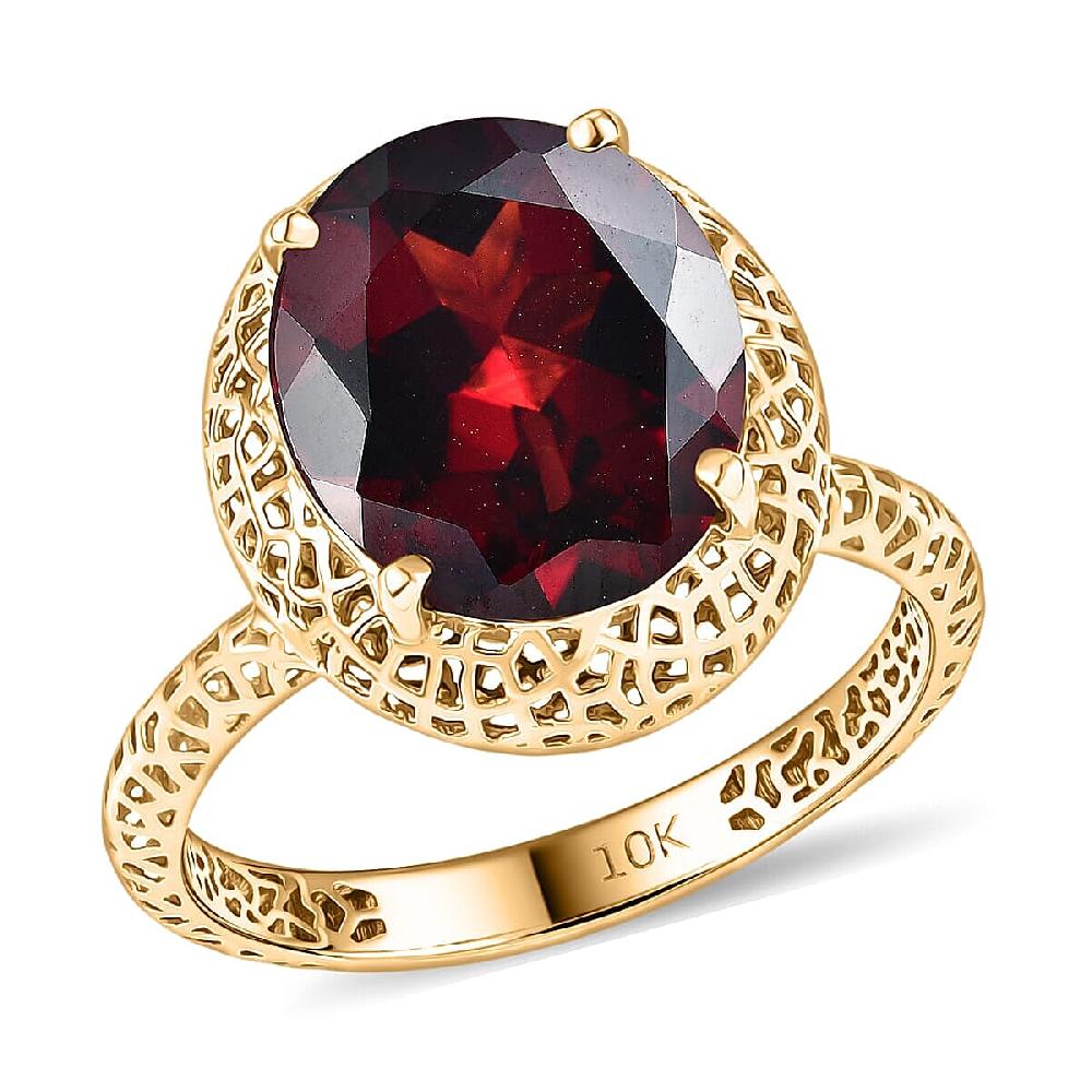 shop lc Mirage Collection Premium Mozambique Garnet 5.30 ctw Vintage Glow Ring in 10K Yellow Gold