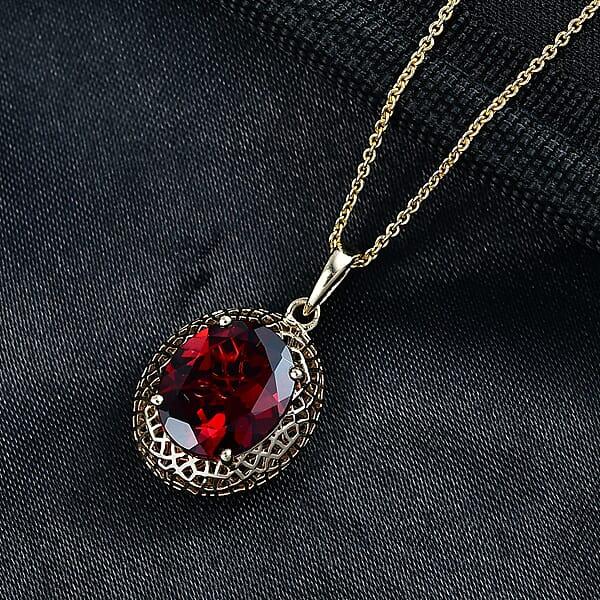 Shop Lc Mirage Collection Premium Mozambique Garnet 5.50 Ctw Vintage Glow Pendant Necklace In 10K Yellow Gold 20 Inches