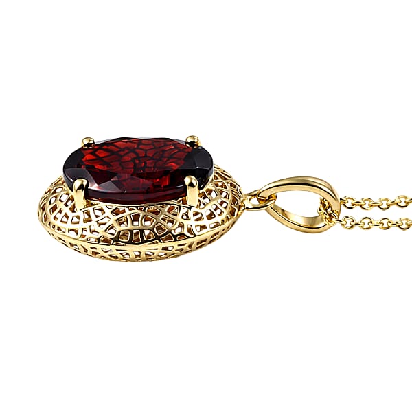 Shop Lc Mirage Collection Premium Mozambique Garnet 5.50 Ctw Vintage Glow Pendant Necklace In 10K Yellow Gold 20 Inches