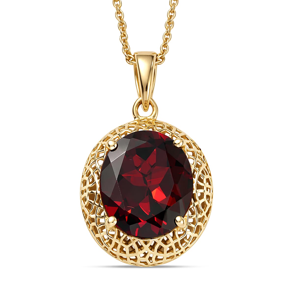 shop lc Mirage Collection Premium Mozambique Garnet 5.50 ctw Vintage Glow Pendant Necklace in 10K Yellow Gold 20 Inches