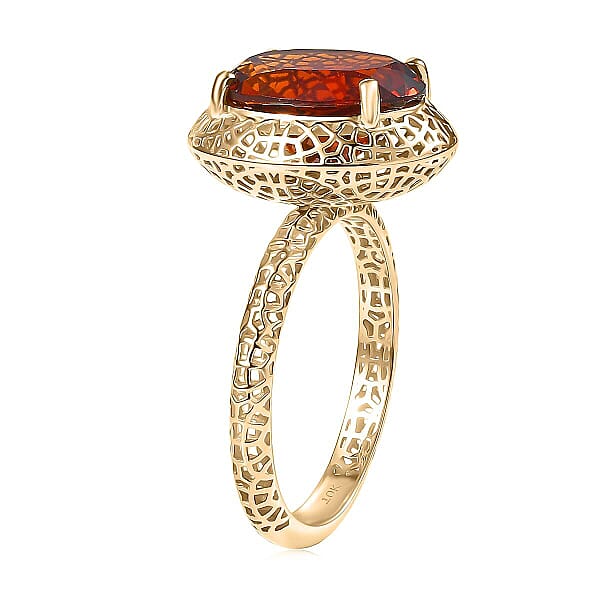 Shop Lc Mirage Collection Premium Red Citrine 4.15 Ctw Golden Fire Lace Ring In 10K Yellow Gold