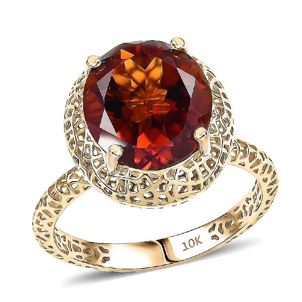 shop lc Mirage Collection Premium Red Citrine 4.15 ctw Golden Fire Lace Ring in 10K Yellow Gold