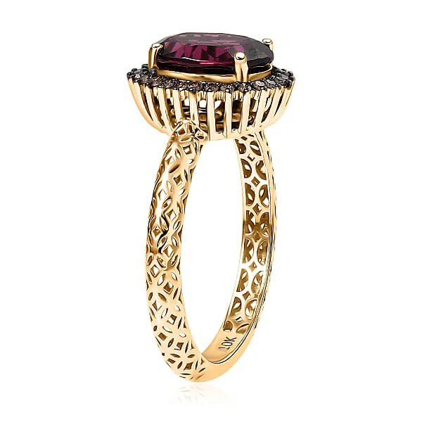Shop Lc Mirage Collection Premium Tanzanian Wine Garnet And SI2 Natural Champagne Diamond 2.40 Ctw Twilight Crown Ring In 10K Yellow Gold