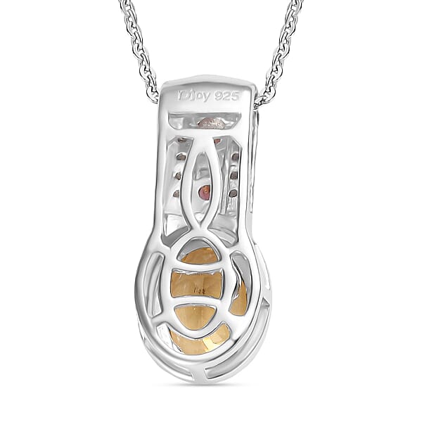 Shop Lc Mocha Scapolite And Multi Gemstone 1.35 Ctw Pendant Necklace 20 Inches In Rhodium Over Sterling Silver