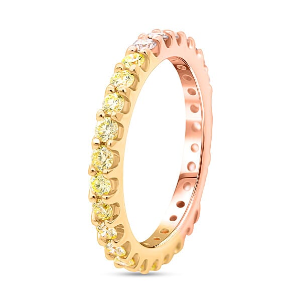 Shop Lc Modani 14K Rose And Yellow Gold Natural Pink And Yellow Diamond (SI) Eternity Band Ring 1.08 Ctw